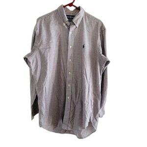 Ralph Lauren WHITE cotton BLUE RED plaid button up 16 32/33